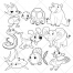 Cartoon animals pack - snake, fish, elephant, shark