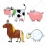 Horse vector, cow vector, pig vector, sheep vector, animal, color