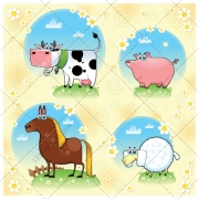 Horse vector, cow vector, pig vector, sheep vector, cute animal, color background