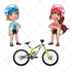 Sport vector, bike, girl, boy, helmet, shorts, shoes, shirt, bicycle