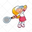 tennis vector, sport, racket, racquet, girl, ball, t shirt, skirt, shoes, cartoon