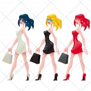 Female vector pack, girl, woman, color illustration, royalty free vector