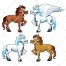 Mythology creature vectors, cartoon illustration, pegasus vector, horse