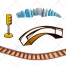 City vector, traffic light, traffic signal, bridge vector, rail vector