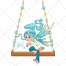 Elf vector, swing, cartoon, fantasy, magic illustration, fairy-tale vector