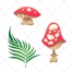 Mushroom vector, leaf vector
