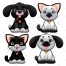 Cute animals illustration, vector pack, dog, cat, dogs, cats