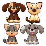 Cute animal vector, cartoon illustration, doggie, puppy, pet, kitten