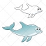 Dolphin vector, cute animal, water, aquatic