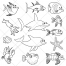 Aquatic live vector pack, animal vector, water, sea, color illustration