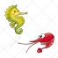 Sea horse vector, lobster, cancer, crayfish, craw fish vector