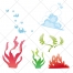 Bubble vector, bubbles, cloud vector, kelp, sea grass, coral vector