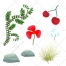 Plant vector, climbing plant, cherry vector, flower vector, grass vector, green grass, stone vector