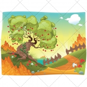 Landscape illustration pack, nature vector, background, cartoon, child