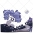 Landscape illustration, night background, nature vector, natural, dark, scary, cartoon, spooky