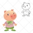 Pig vector, piglet, pet vector, cute animal, cartoon