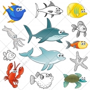 Sea animals vector pack