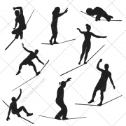 Gymnast silhouettes, gymnastics, silhouette, circus, vector pack
