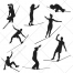 Gymnast silhouettes, gymnastics, silhouette, circus, vector pack