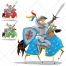knight vector, horseman, character, cartoon illustration, horse vector