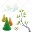 tree vector, branch, leafs, cloud vector, flower, evergreen vector, royalty free