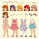 Avatar vector pack, girl, body, head, clothing, accessories, hair, young woman