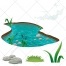 lake vector, water, bulrush vector, grass, cloud vector, stone vector, stones