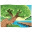 Landscape illustration, nature vector, natural, tree vector, lake vector, pier vector