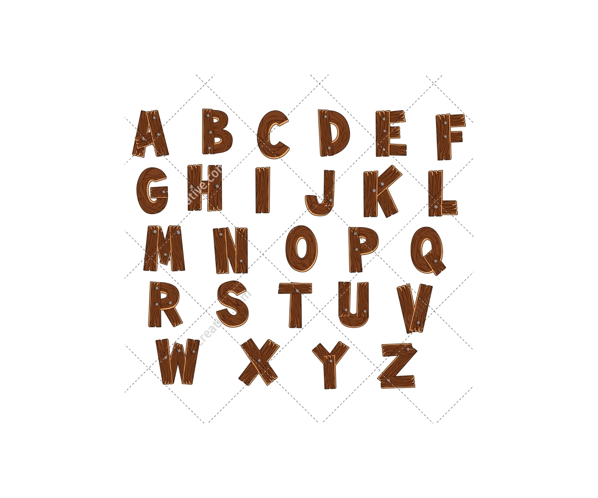 Wooden alphabet vector pack - royalty free (font, abc, wooden