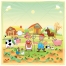farm illustration, coutry vector, garden vector, summer farm landscape, farmer vector, farm animals vector, cartoon illustration