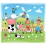 farm illustration, animal pyramid vector, farmer vector, windmill vector, cartoon landscape vector, children vector background