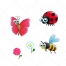 butterfly vector, butterfly illustration, ladybird vector, ladybug vector, flower vector, rose vector, bee vector