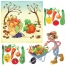 harvest vector, garden vector, vegetable vector, fruit vector, farm vector, farmer vector, garden illustration, buy vectors