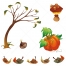 pumpkin vector, leaf vector, leafs vector, mushroom vector, tree vector, color vector, buy vector illustration