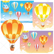 bunny vector, cute, tiny bunnies, air balloon, illustration pack, color vector, bunny in basket, gear vector, flying balloon, co