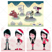 scary vector, christmas girl, cemetery, zombie boy, grave, boy vector, zombie girl, skeleton with a scythe, zombie girl, 