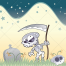 scary zombies, horror, zombie skelet, scythe, poison, zombie skeleton, vector illustration, night background, commercial illust
