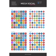  Flat Social Icons Long Shadows, icon design, social media icons, buy icon set