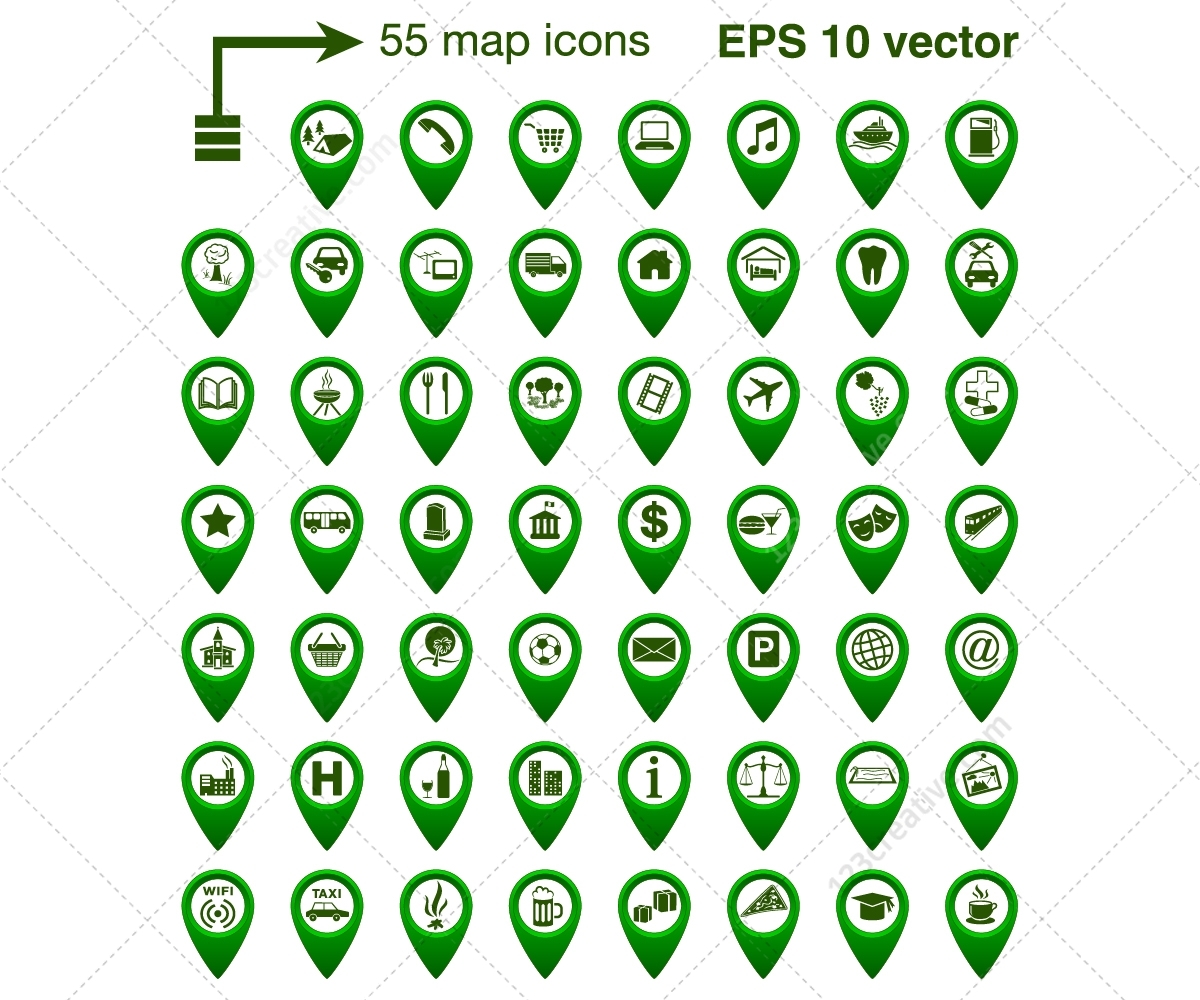 55 Map Vector Icons 