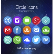 circle icons, modern icon set, social media icons