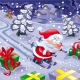 Christmas Santa Claus vector, Cartoon snowy landscape, Santa Claus with gifts, Christmas card vector 