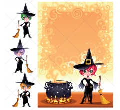 Halloween witch vector background