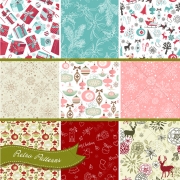 christmas retro wrapping paper vector patterns 