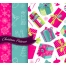 Christmas presents motive pattern, pink snowflakes, blue pattern
