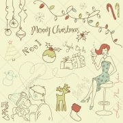 Sketch Merry Christmas mix colour vector