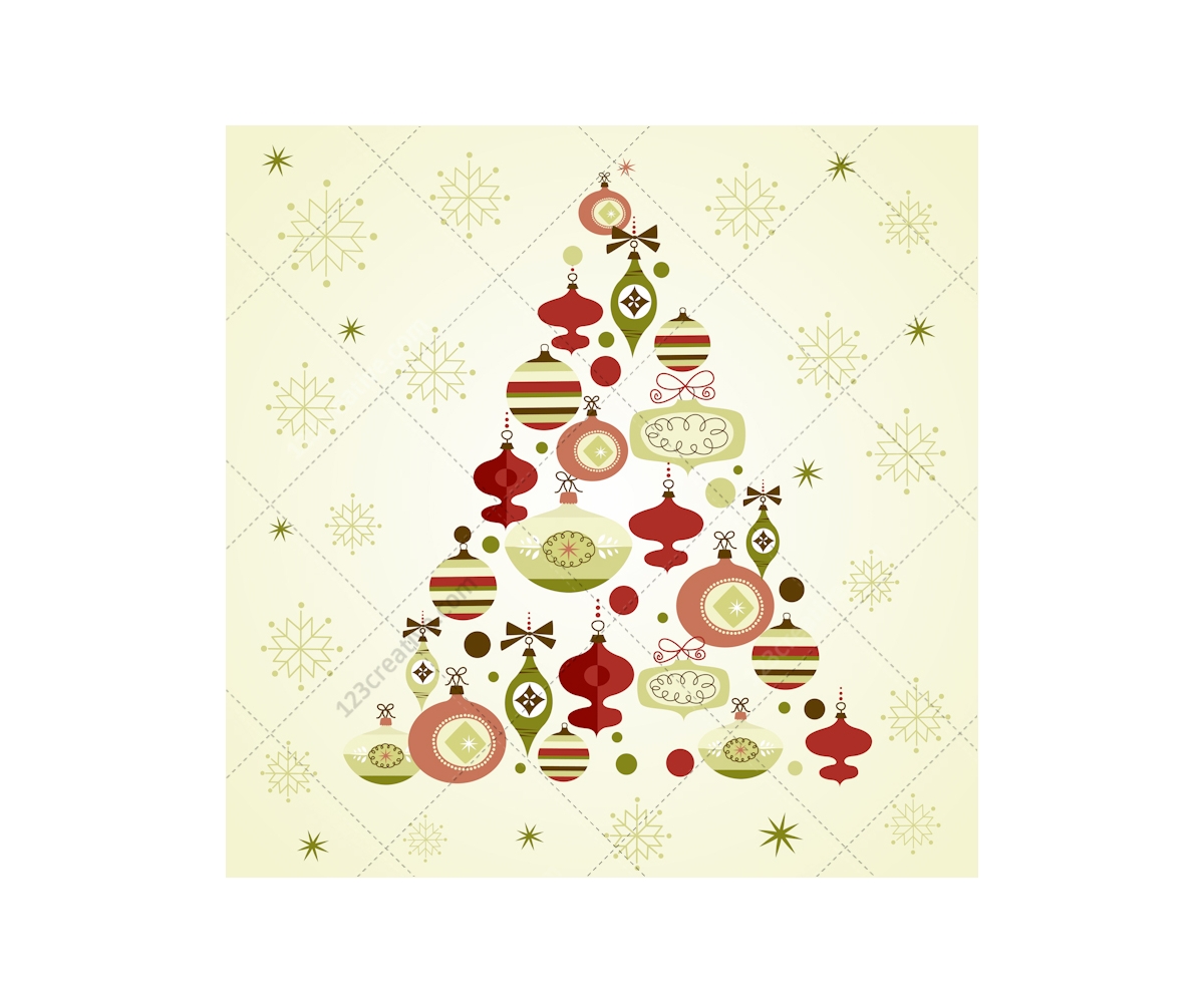 Soft colors vintage Christmas tree with decorations vector