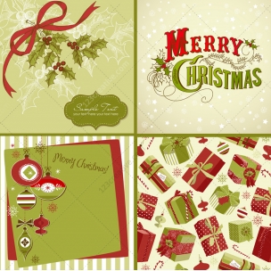 32 Christmas vectors in traditional green and red 