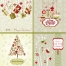 Traditional soft coloured green and red Christmas cards vectors