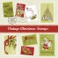 Traditional green and red vintage Christmas stamps vectors