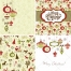 Traditional soft colored green and red Christmas patterns and vectors